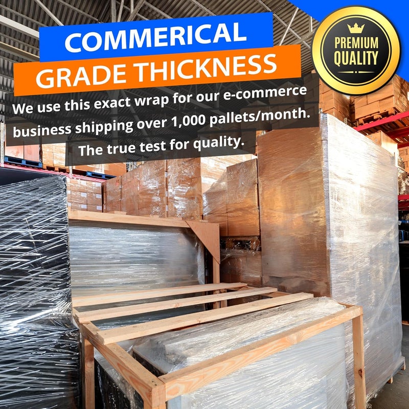 Lifetime Supplies 4 Rolls x 18" x 1500 FT x 80 Gauge Clear Non-Stretch Heavy Duty Plastic Stretch Wrap Shrink Film | Shipping Packaging Moving Packing Logistics | Thicker Extra Durable Film | Wrap Holder Included - Image 4